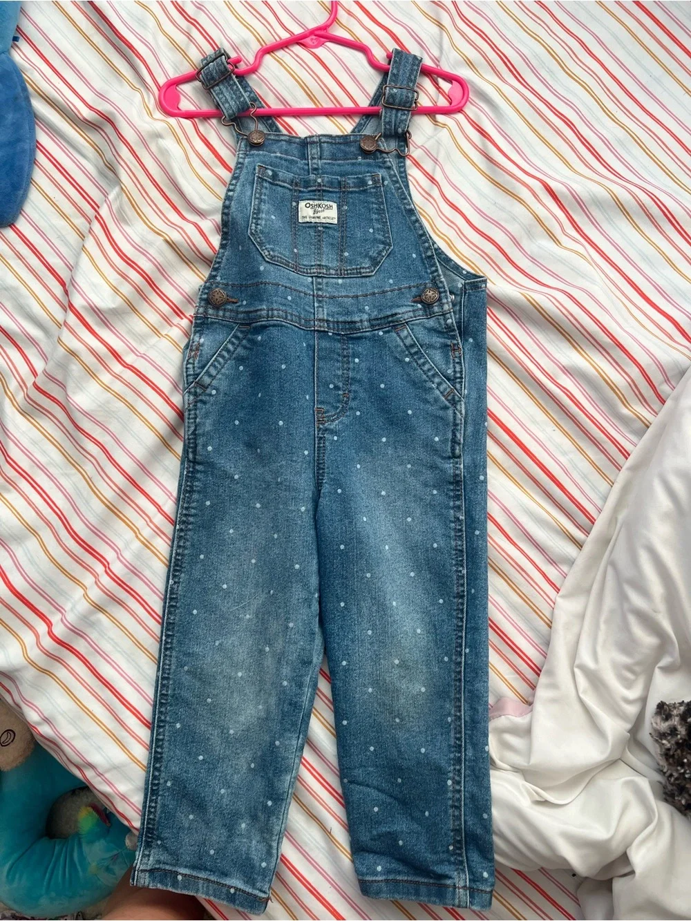 OshKosh B'gosh Denim Polka Dot Girls' Overalls in Blue
